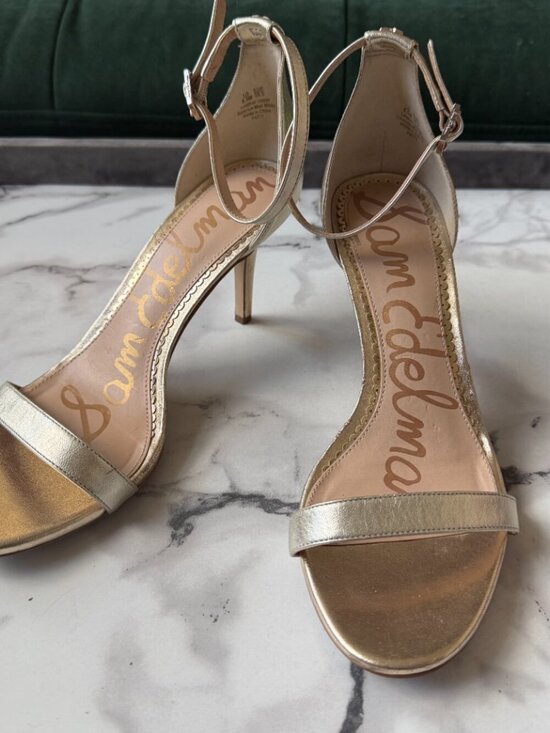 Sam Edelman Patti Gold Leather Sandal Heels Size 8.5 main image 6
